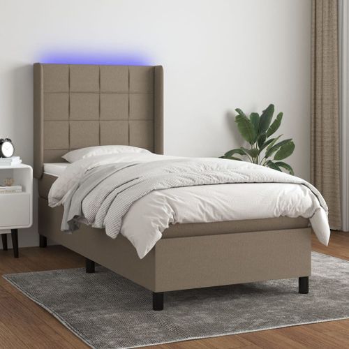 Vidaxl Sommier Tapissier Avec Matelas Et Led Taupe 100x200 Cm Tissu