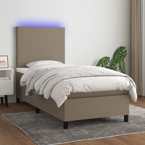 Vidaxl Sommier Tapissier Avec Matelas Et Led Taupe 100x200 Cm Tissu