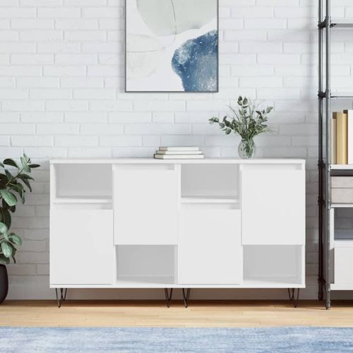 Vidaxl Buffets 2 Pcs Blanc Bois D'ingénierie