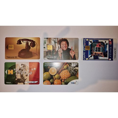 Lot De 5 Cartes Téléphoniques Prépayées Usagées