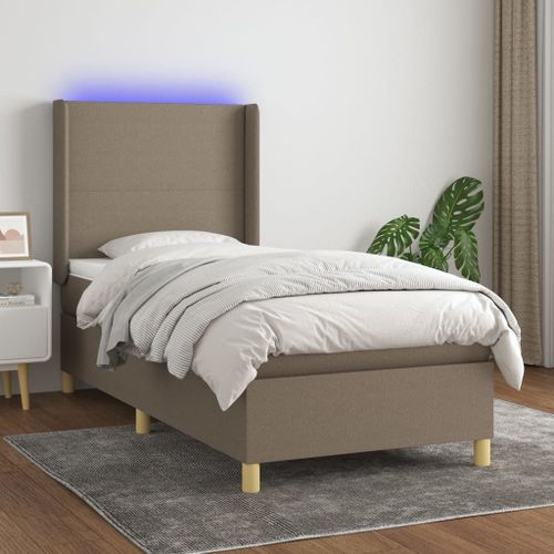 Vidaxl Sommier Tapissier Avec Matelas Et Led Taupe 100x200 Cm Tissu