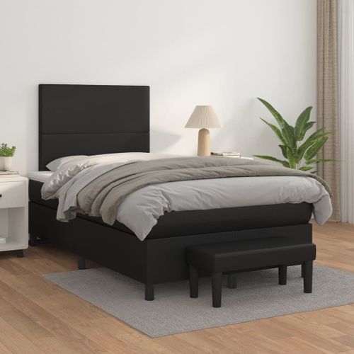 vidaXL Sommier tapissier avec matelas Noir 120x200 cm Similicuir
