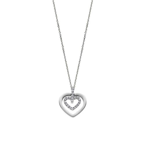 Collier Lotus Acier Coeur Empierré
