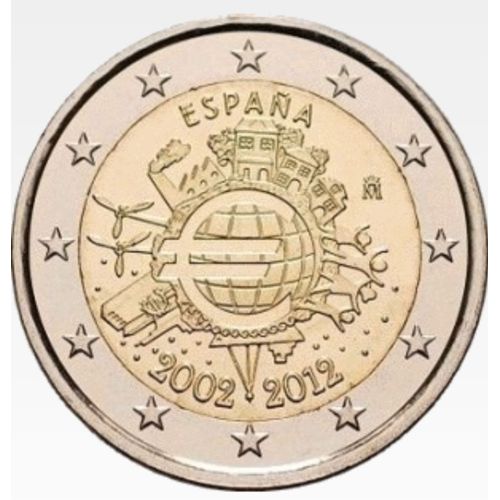 Espagne 2 Euro, 10 Years Euro, 2012, Unc-, Bi-Metallic
