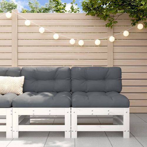 Vidaxl Canapés Centraux Avec Coussins 2 Pcs Blanc Bois De Pin Massif
