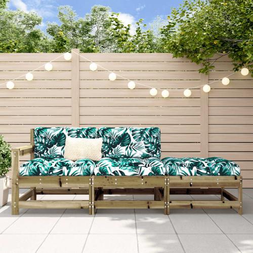 Vidaxl Salon De Jardin 3 Pcs Avec Coussins Bois De Pin Imprégné