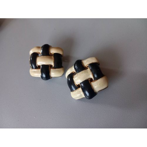 Boucle D Oreilles Clips Vintage Émaillé