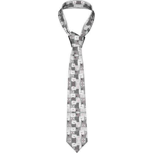Cravate Longue Pour Homme Avec Motif Chat Gris Amusant-145 X 7,9 Cm-Cravate Fine Et Durable Pour L'école,Les Mariages,Les Fêtes.,Noir ,Taille Unique