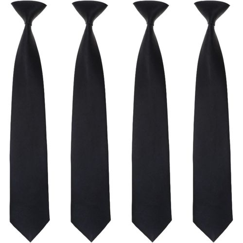 Lot De 4 Cravates Noires À Clipser Pour Homme,Uniformes Solides,Pré-Nouées Et Réglables Pour Mariage,Remise De Diplôme,Uniformes Scolaires,Funérailles,Formelles Et Professionnelles