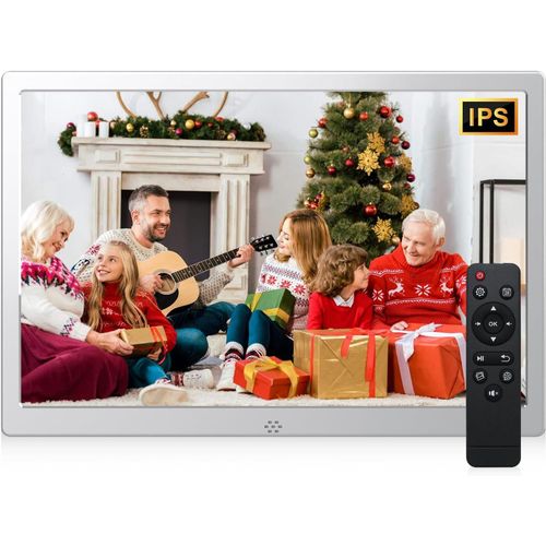 Cadre Photo Numérique 30,5 Cm - En Métal - Ips Haute Résolution - Affichage Large - Calendrier / Photo / Vidéo - Grand Cadre Photo Numérique - Prend En Charge La Carte Sd Et Usb Avec Télécommande