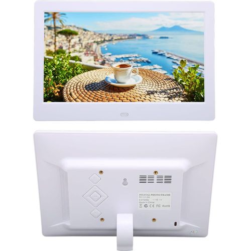 Cadre Photo Numérique, Album Photo Numérique Avec Écran Lcd 10.1 Pouces 1024X600, Cadre Photo Électronique Intelligent Avec Télécommande (White)