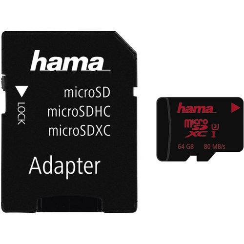 Carte Micro Sdxc Classe 3 - Micro Sd 64 Go, Vitesse Jusqu'À 80 Mo/S, Carte Mémoire Compatible 3Uhs-I, Avec Adaptateur Sd, Pour Ordinateur/Appareil Photo/Smartphone - Noir