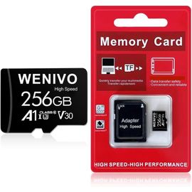 256Gb Micro Carte Mémoire Avec Adaptateur U3 C10 Haute Vitesse Flash Tf Stockage De Données Micro Carte Uhs-I Micro A1,V30,Uhd,4K 80 Mo/S Haute Vitesse Pour Smartphone,Caméra De Sécurité,Drone,Dashcam