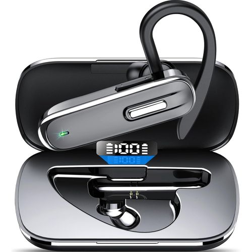 Oreillette Bluetooth Sans Fil Avec Cvc8.0 Dual Mic V5.3, Main Libre Bluetooth Oreillette 100 Heures D'appels Clairs Avec Boîtier De Chargement Led Chargement Rapide Par Usb-C Pour Iphone, Android, Pc