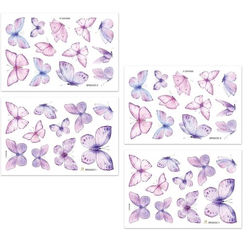 4 Feuilles Sticker Muraux Papillon Violet - Stikers Muraux Auto-Adhésifs - Décoration De Chambre D’Enfants