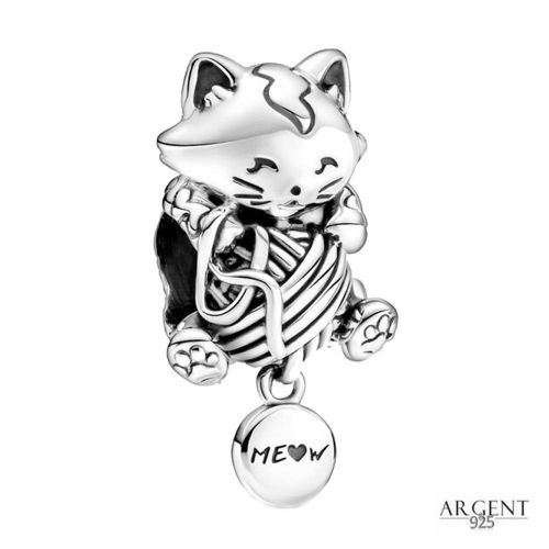 Pelote Laine Et Chat - Legaole Charme Animal Pour Charms Breloque Bracelets Et Collier Femme Argent 925