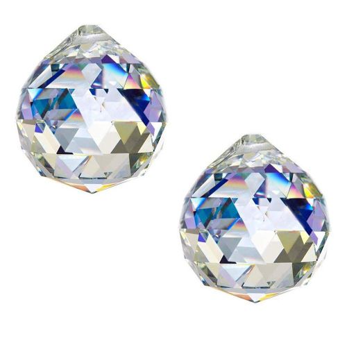 Lot De 2 50mm Boules De Cristal Transparentes, Attrape-Lumière Arc-En-Ciel, Pour Lustre Suspendu, Décoration De Fenêtre Et De Maison