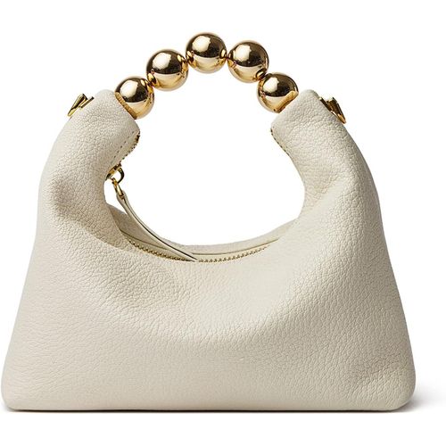 Pochette En Peau De Chèvre Avec Poignée Sur Le Dessus Pour Femme - Petit Sac À Bandoulière Hobo Avec Poignée En Perle, Blanc[X1835]
