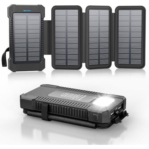 Chargeur Solaire 26800 Mah Avec 4 Panneaux Solaires, Batterie Externe Étanche Avec Charge Rapide Usb-C Pour Téléphones Portables, Tablettes, Ordinateurs.[Q929]
