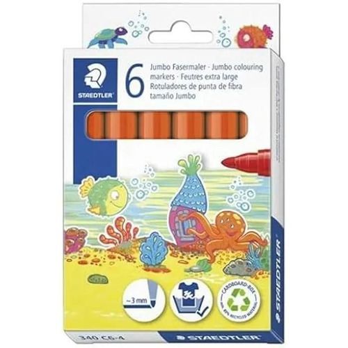 Marqueurs - Staedtler - Noris Club - Lot De 6 - Couleur Orange - Pointe Moyenne - Non Effaçable