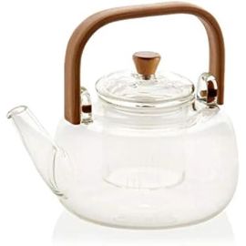 Théière - Andrea House - Verre Avec Poignée En Bambou - 1l - Pour 3 À 4 Personnes - Filtre Inclus