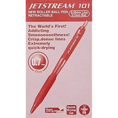 Stylo Bille Rétractable - Uni-Ball - Jetstream - Rouge - Encre Gel - Pointe Fine 0,7 Mm