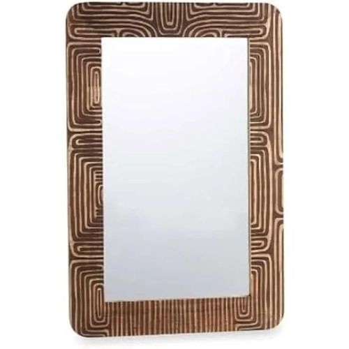 Miroir Mural - GIFT DECOR - Marron en Bois de Manguier - 90 x 60 cm - Rectangulaire - Contemporain