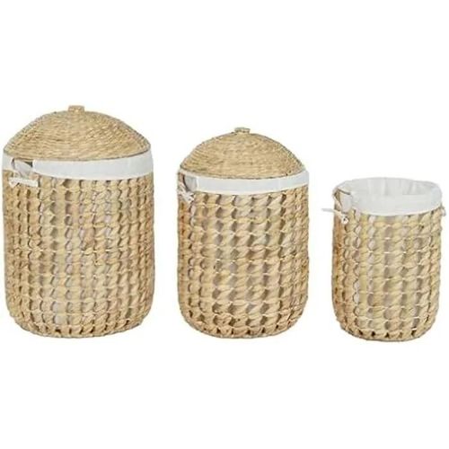 Panier à linge - HOME ESPRIT - Multicolore - 48 x 61,5 x 47,5 cm - 3 pièces - Blanc naturel