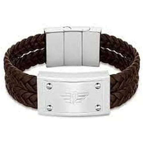 Bracelet Pour Homme - Police - Peagb2214604 - Cuir Marron - 19 Cm - Fermoir Inclus