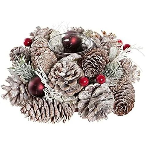 Bougeoir de Noël - DKD Home Decor - Verre - Blanc et Rouge - 54x56x37 cm - Décoration Intérieure