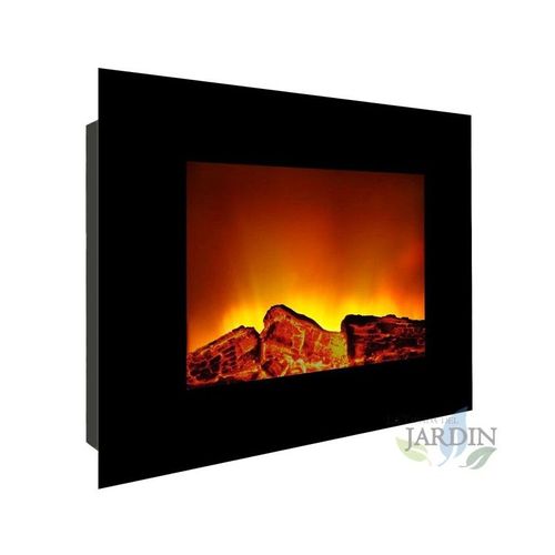 Cheminée Murale électrique 1800W effet flamme et feu avec arrêt de sécurité 60x16x52 cm