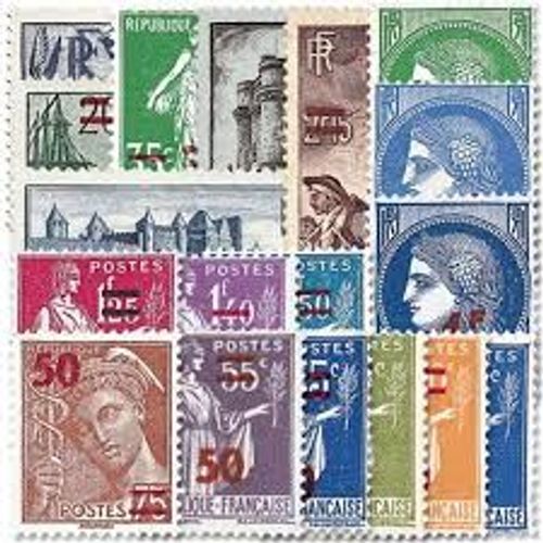 Semeuse, Mercure, Paix,Cérès, Mineurs, Carcassonne, Vincennes St-Malo, Ader Avec Surcharge Série Complète Année 1940 N° 476 477 478 479 480 481 482 483 484 485 486 487 488 489 490 491 492 493 Yt Luxe