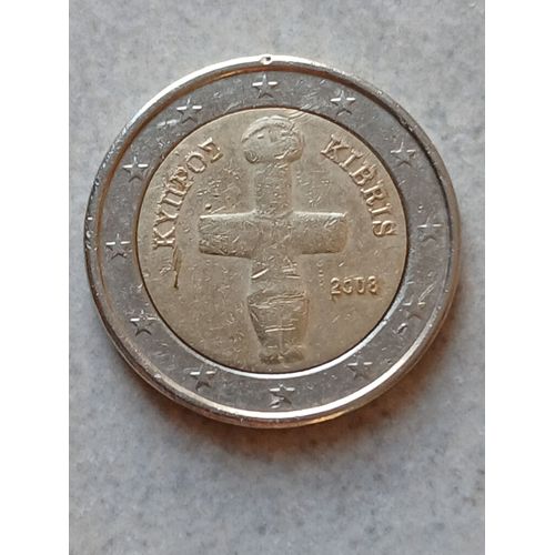 Pièce De Monnaie Chypre 2 Euros 2008, Idole De Pomos, Kibris Rare