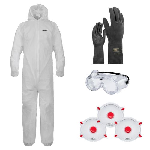 Kit de Protection Phytosanitaire EPI Combinaison Taille L, 3Masques, Lunettes et Gants de Protection Chantier Agriculture VITO