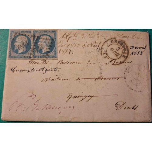 Lettre Ancienne 20 Centimes En Paire Grenoble : 1858