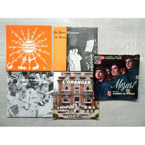 Lot De 5 Disques (45 Tours) De Diverses Chorales: *La Chorale De Ste Thérèse *Les Petits Chanteurs De Nancy *Chorale Jacques Marquette *Collégiens Du Caraquet (Ces Desvres) *Les Gosses De Paris
