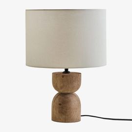 Lampe À Poser ¿40 Cm En Manguier Et Lin Gabina Blanc