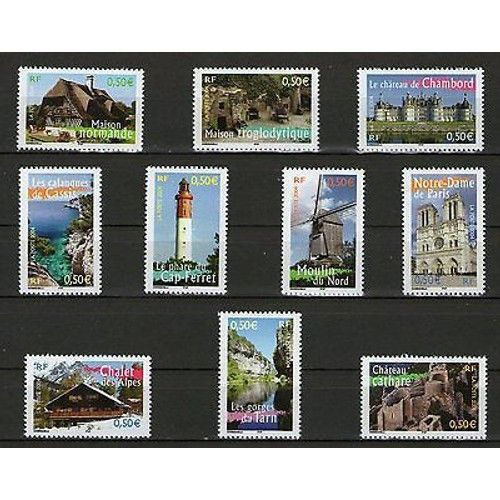 La France À Voir (4) Série Complète Année 2004 N° 3702 3703 3704 3705 37016 3707 3708 3709 3710 3711 Yvert Et Tellier Luxe