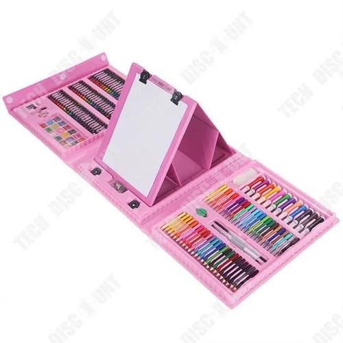 Td® Pinceaux De Peinture 208 Pièces Chevalet À Double Panneau Élèves Ensemble De Stylos Aquarelle Pour Enfants Crayon Pastel À L'hui