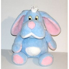 Peluche Chien Bleu Rose Ventre Blanc Nounours 30 Cm
