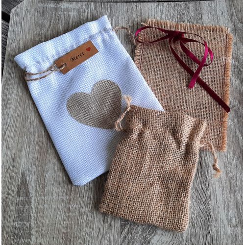 Lot De 3 Petits Sacs Emballage Cadeau