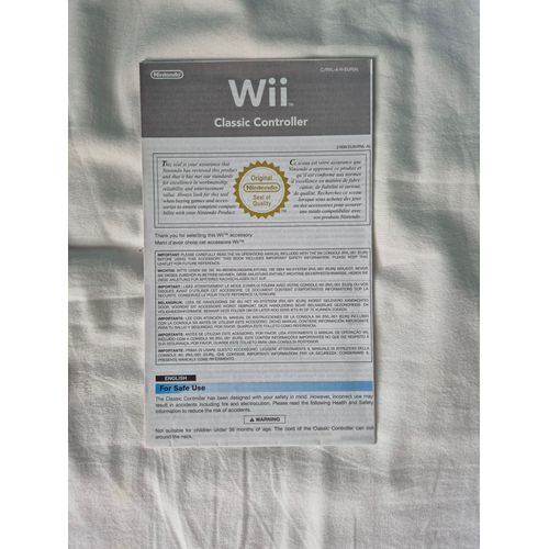 Manuel D'utilisation (Notice) Manette Classique (Classic Controller) Nintendo Wii