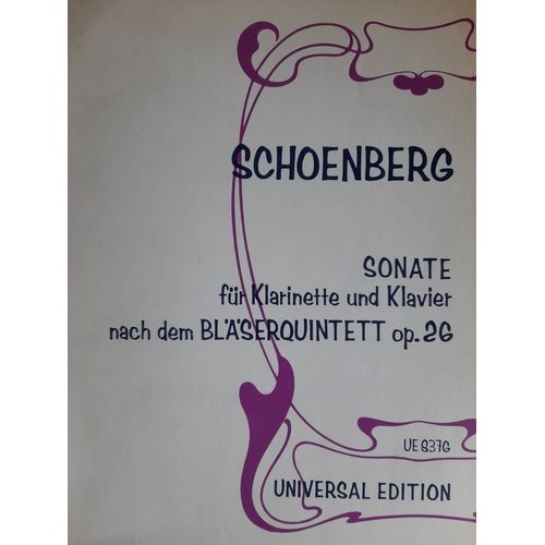 Sonate Pour Clarinette Et Piano . Op 26. Schoenberg Ue8376