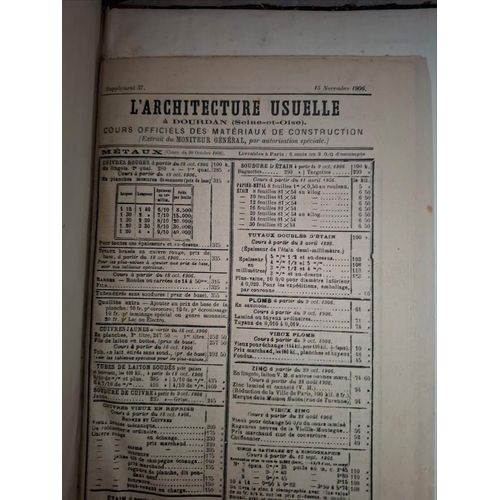 Revue :          L'architecture Usuelle, 4 Éme Année. Environ 100 Pages ( Année 1906 )