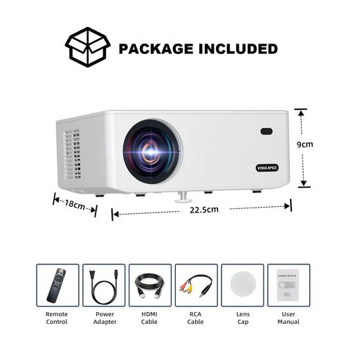 Projecteur HD [Visulapex] 4K 1080P - Portable & Intelligent Idéal pour Cinéma Maison, Jeux Vidéo et Présentations Professionnelles