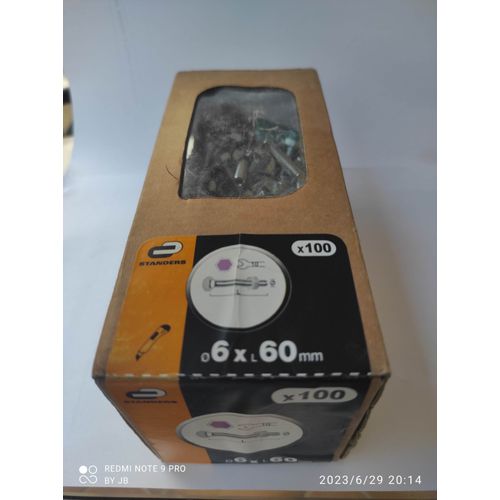 100 Vis à Tête Hexagonale Ø6 x L60mm avec écrou
