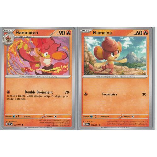 2 Cartes Pokémon - Flamoutan 023/191 + Flamajou 022/191 - Ev8 Etincelles Déferlantes