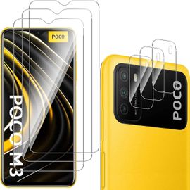 Verre Trempé Pour Xiaomi Poco M3/Redmi 9t,Film De Protection D'écran + Protecteur De Caméra Arrière,Dureté 9h,Transparence Hd,Anti-Rayures,Installation Facile Sans Bulles,Transparent