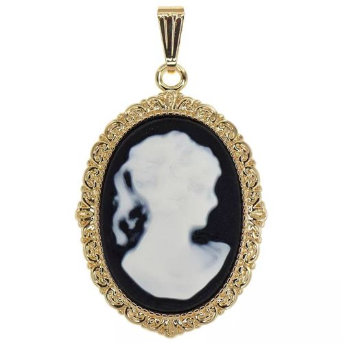 Pendentif Forme Ovale"Camée Bord Travaillé"Plaqué Or 750/000