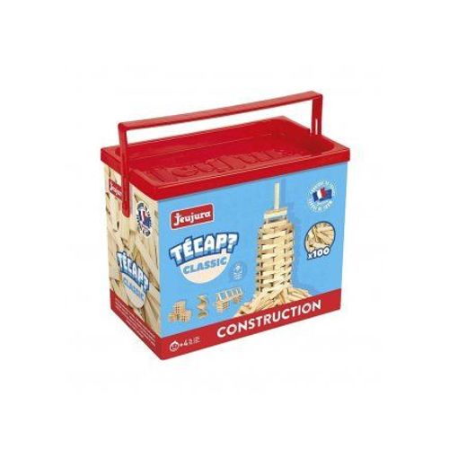 Baril Planchettes Classic Bois, 100 Pieces + Livret Idees - Tecap - Jeu Construction Enfant - Fabrique En France - Set Jouet Et Carte